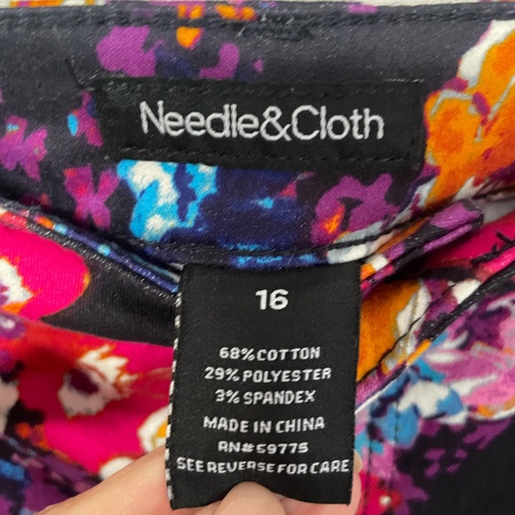 Needle and Cloth Pants & Jumpsuits Needle And Cloth Bold Multicolored Floral Print Denim